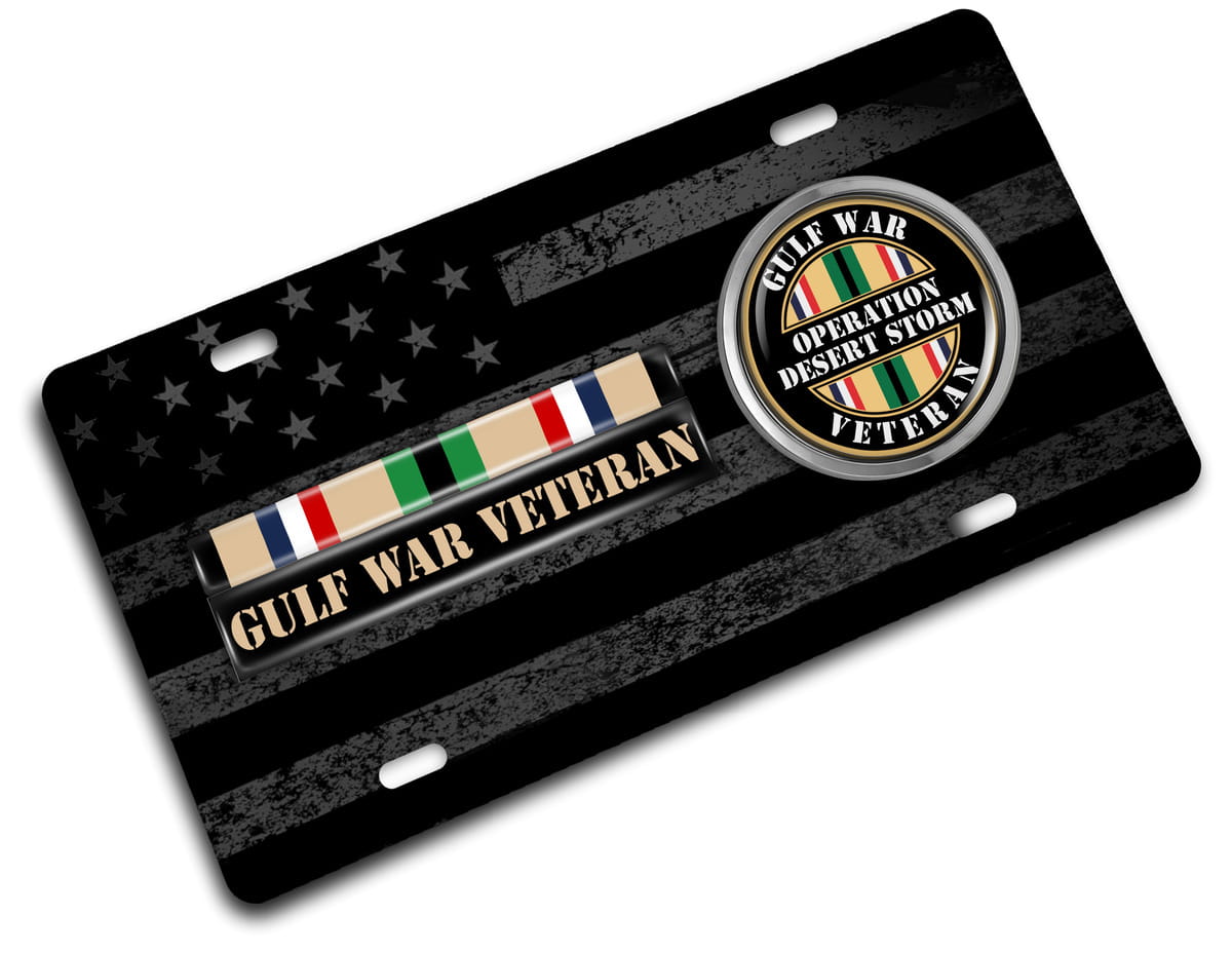 Desert Storm Gulf Veteran - Stainless Steel Car License Plate